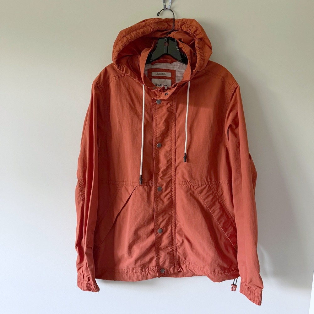 Goodfellow Burnt Orange Water Resistant Hooded Windbreaker Jacket M Outdoor Fall